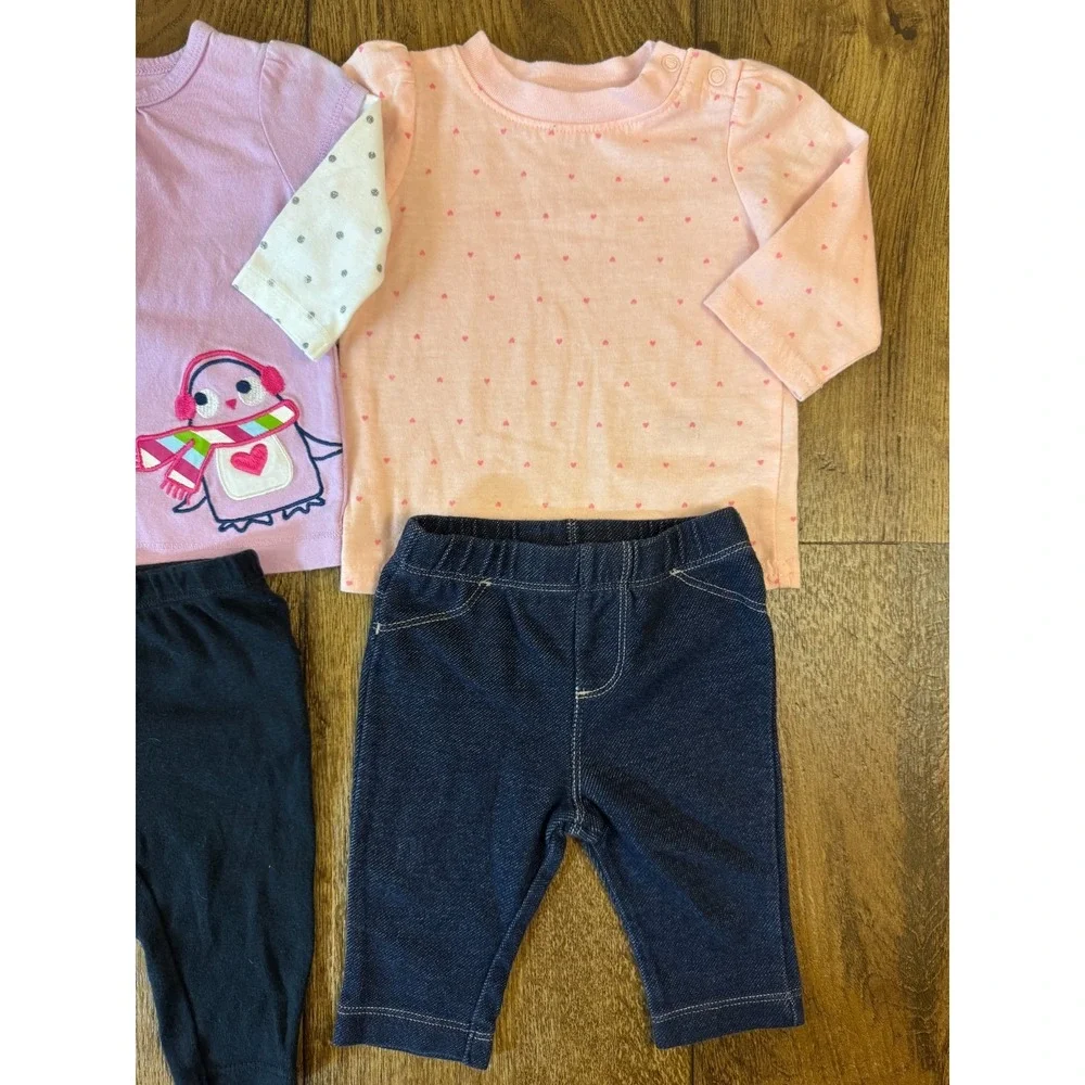 Baby Girl 3 Months Outfits Leggings Pants Shirts Long Sleeve Clothes Lot Penguin